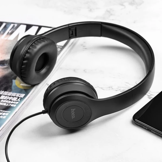 Hoco Kulak Üstü Kablolu Kulaklık, Siyah W21