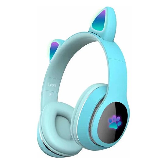 Zore Kedi Kulak Üstü Bluetooth Kulaklık, Mavi L400M